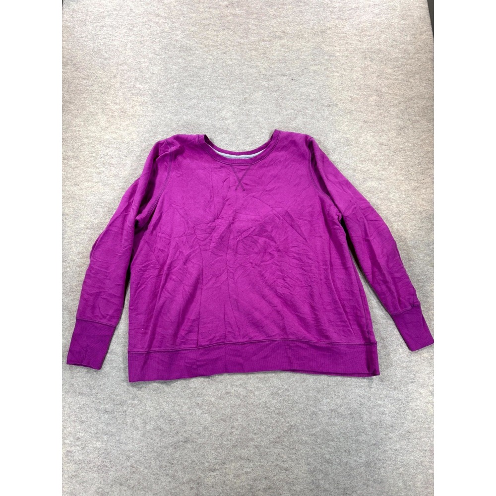 Tek Gear Sweatshirt Womens 3X Purple Cotton Crew Neck Thumbhole Sleeve Winter
